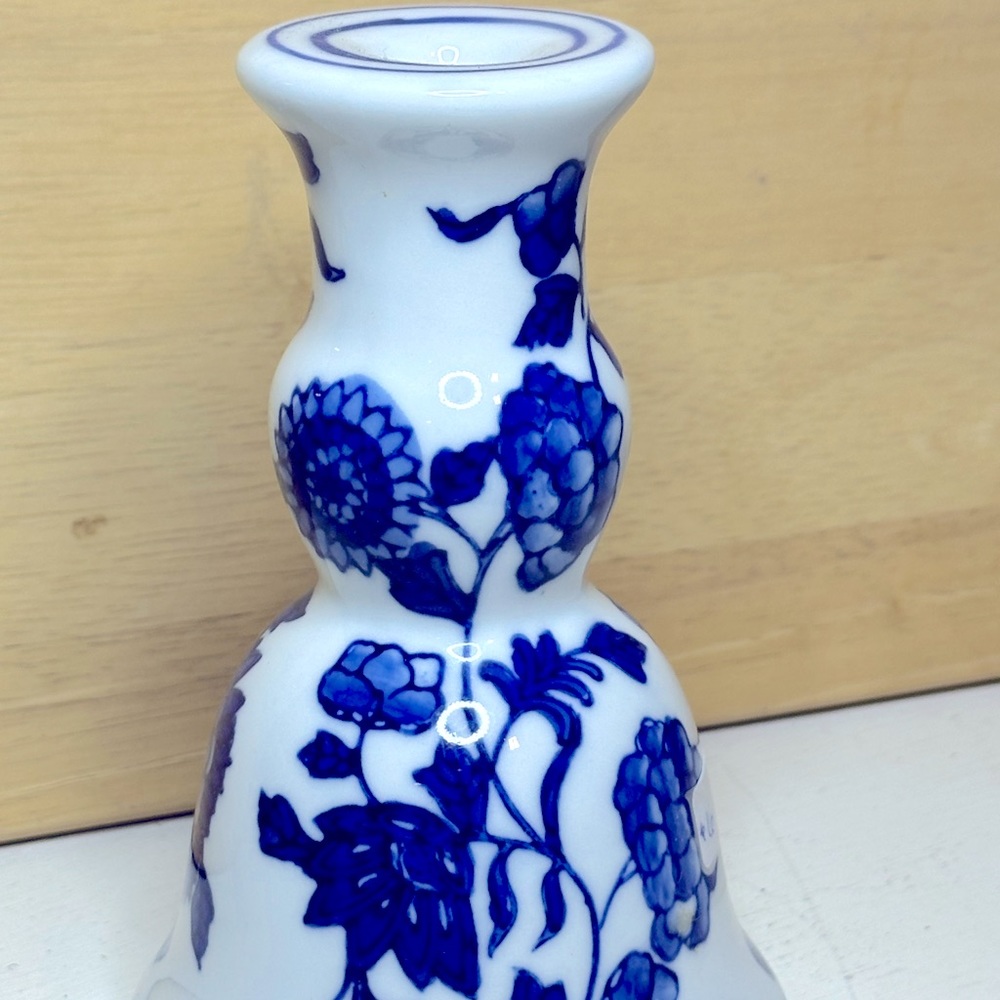 Vintage Candle Holder blue floral